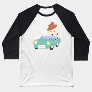 Maltipoo Dog Driving Retro Car Illustration Baseball T-Shirt